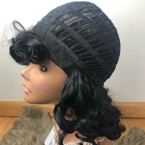 ✨Black Curly Bang full Cap Wig *NWT*✨ main image 5